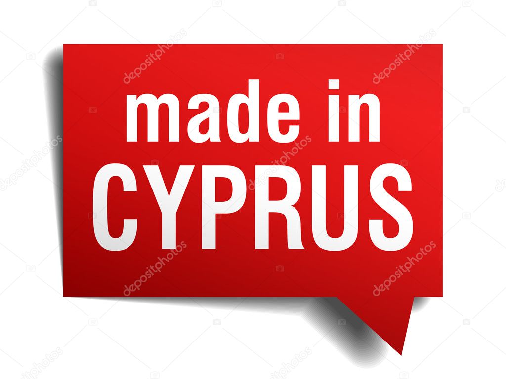 made in Cyprus red 3d realistic speech bubble isolated on white background