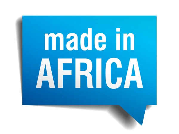 Hecho en África azul 3d burbuja de habla realista aislado sobre fondo blanco — Vector de stock