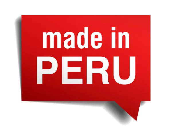 Сделано в Перу красный 3D реалистичный пузырь речи изолированы на белом фоне — стоковый вектор
