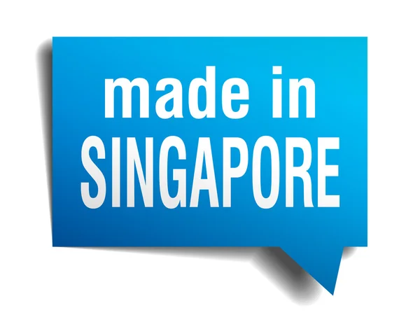 Сделано в Сингапуре синий 3D реалистичный пузырь речи изолированы на белом фоне — стоковый вектор