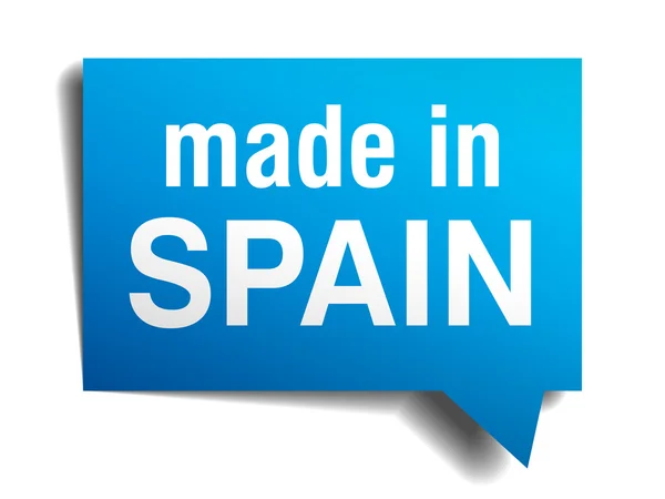 Feito em Espanha azul 3d realista bolha discurso isolado no fundo branco — Vetor de Stock