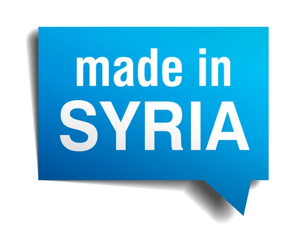 Made in syria blue 3D realistische Sprechblase isoliert auf weißem Hintergrund — Stockvektor