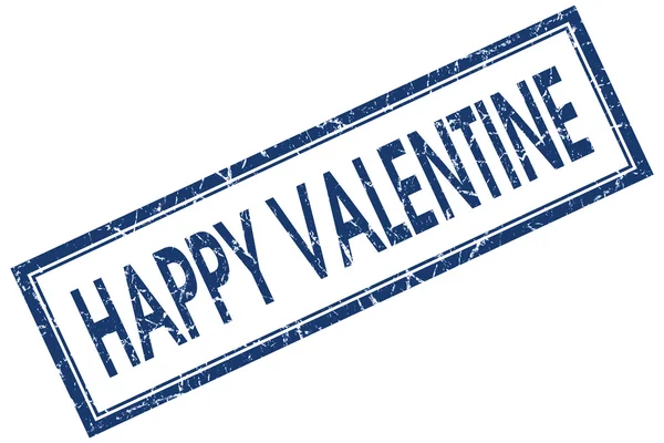 Feliz Valentim azul quadrado selo grungy isolado no fundo branco — Fotografia de Stock