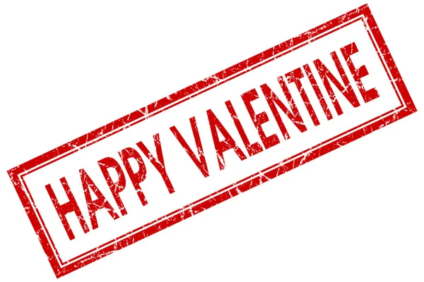 Boldog Valentin piros négyzet szutykos bélyegző elszigetelt fehér background — Stock Fotó