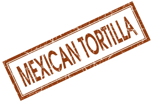 Meksykańska tortilla brązowy kwadrat nieczysty pieczęć na białym tle — Zdjęcie stockowe