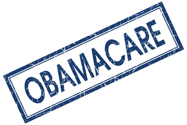 Obamacare blå fyrkantiga grungy stämpel isolerad på vit bakgrund — Stockfoto