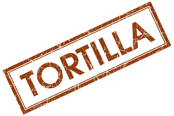 Tortilla braun quadratisch grungy Stempel isoliert auf weißem Hintergrund — Stockfoto