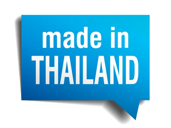 Hecho en Tailandia azul 3d burbuja de habla realista aislado sobre fondo blanco — Vector de stock