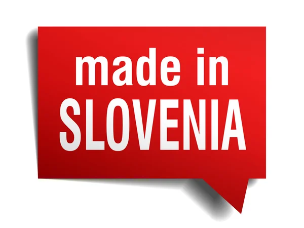 Made in Slowenien red 3D realistische Sprechblase isoliert auf weißem Hintergrund — Stockvektor