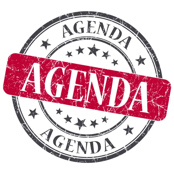 Agenda red grunge textured vintage isolated stamp — Stock Photo, Image