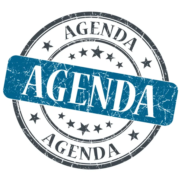 Agenda blue grunge textured vintage isolated stamp — Stock Photo, Image