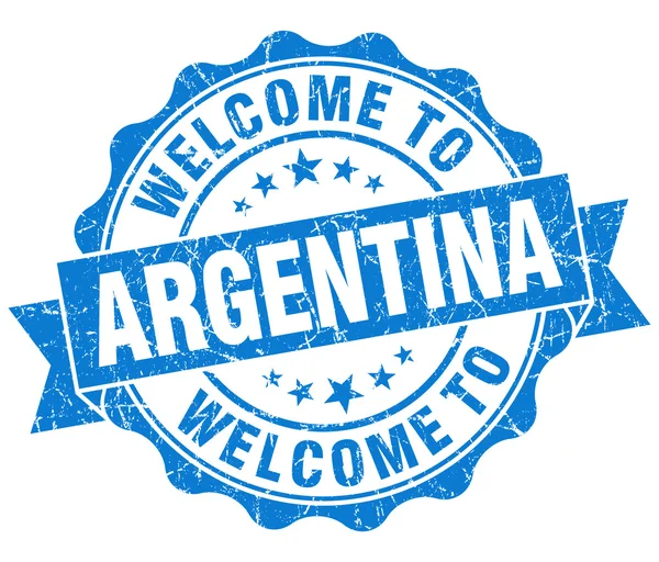 Välkommen till argentina blå grungy vintage isolerade sigill — Stockfoto