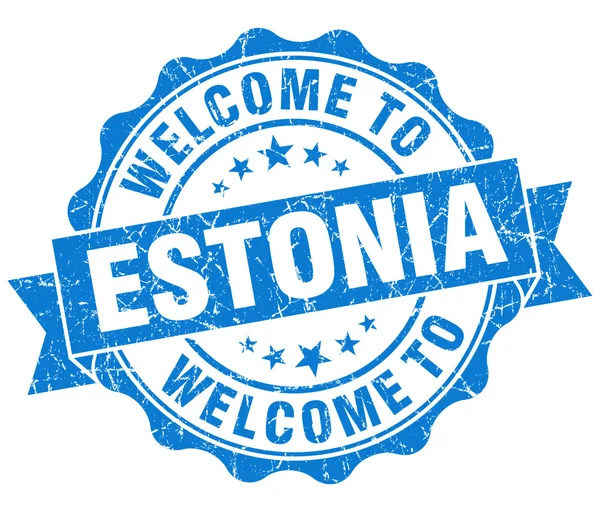 Estonya mavi grungy vintage izole mühür için hoş geldiniz — Stok fotoğraf