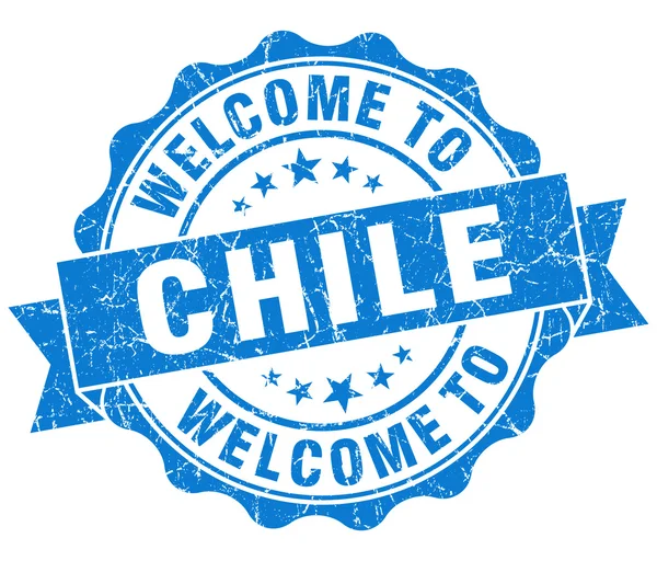 Welcome to Chile blue grungy vintage isolated seal — Stock Photo, Image