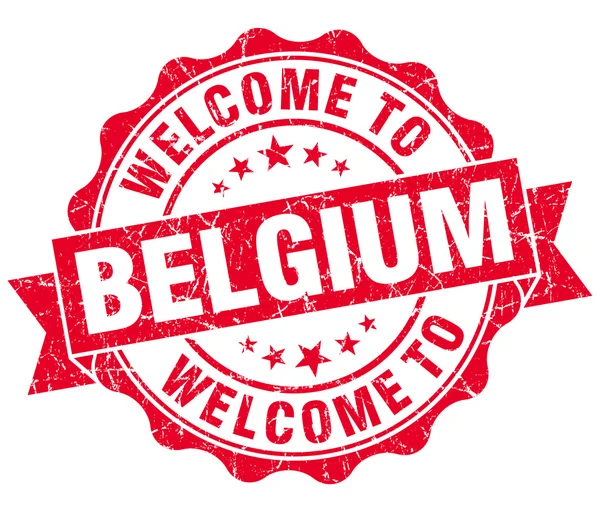 Welcome to Belgium red grungy vintage isolated seal — Stock Photo, Image