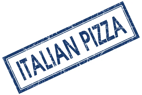 Pizza italiana azul cuadrado grungy sello aislado sobre fondo blanco — Foto de Stock