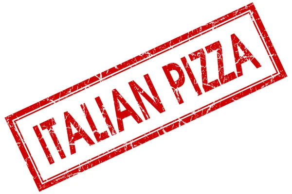 Sello grungy cuadrado rojo pizza italiano aislado sobre fondo blanco — Foto de Stock
