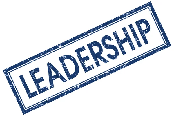 Leadership blu quadrato grungy timbro isolato su sfondo bianco — Foto Stock