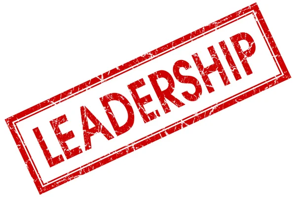 Leadership rosso quadrato grungy timbro isolato su sfondo bianco — Foto Stock