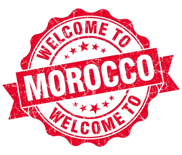 Üdvözöljük vörös Marokkó szutykos vintage elszigetelt pecsét — Stock Fotó