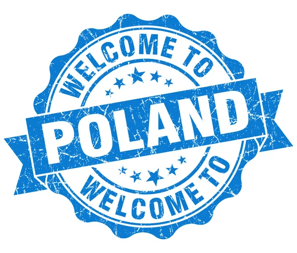 Bem-vindo à Polônia azul grungy vintage isolado selo — Fotografia de Stock