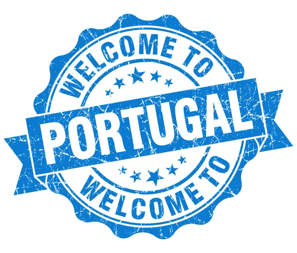Benvenuti in Portogallo blu grungy vintage isolato sigillo — Foto Stock