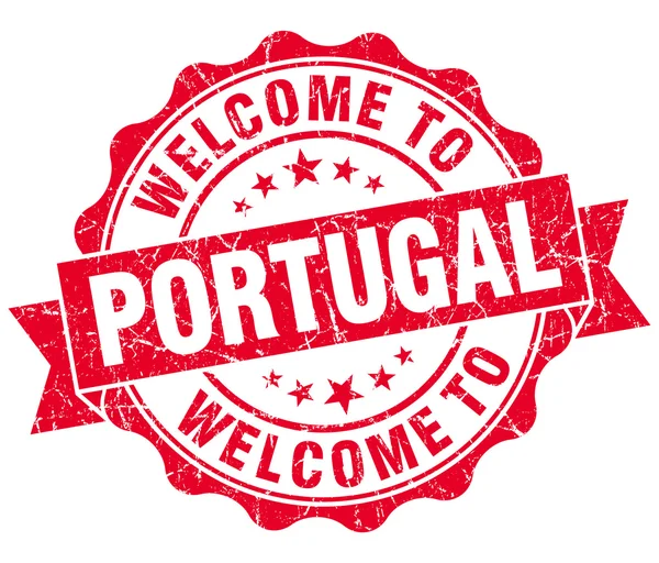 Benvenuti in Portogallo rosso grungy vintage isolato sigillo — Foto Stock