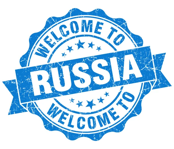 Welcome to Russia blue grungy vintage isolated seal — Stock Photo, Image