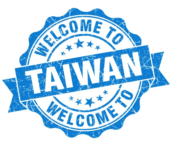 Bienvenido a Taiwán azul grungy sello aislado vintage — Foto de Stock
