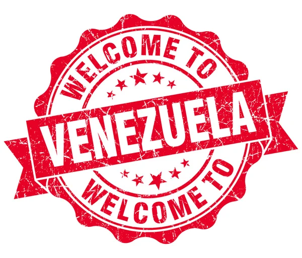 Witamy w Wenezueli czerwony nieczysty vintage pieczęć na białym tle — Zdjęcie stockowe
