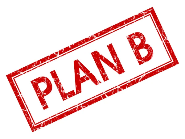 Plano B vermelho quadrado selo grungy isolado no fundo branco — Fotografia de Stock
