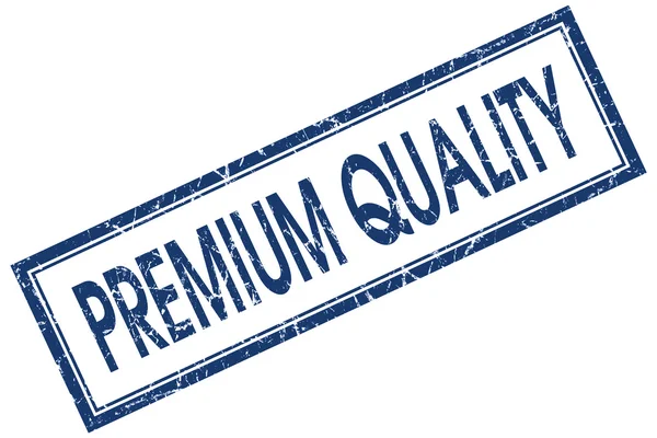 Premiumkwaliteit blauwe vierkant grungy stempel geïsoleerd op witte achtergrond — Stockfoto