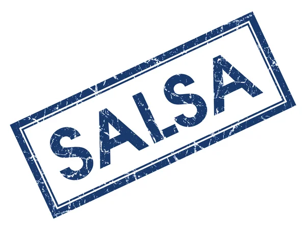 Salsa blue square grungy Stempel isoliert auf weißem Hintergrund — Stockfoto