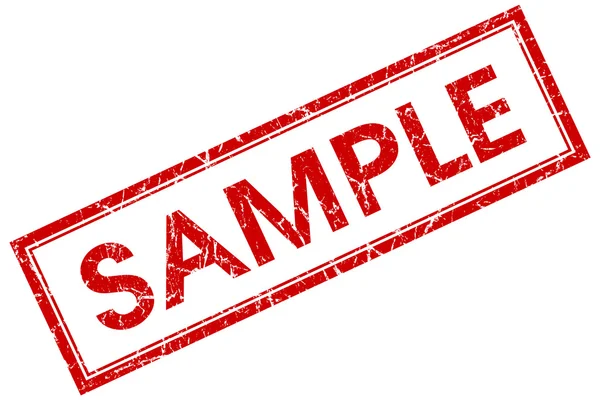 Beispiel roter quadratischer grungy Stempel isoliert auf weißem Hintergrund — Stockfoto