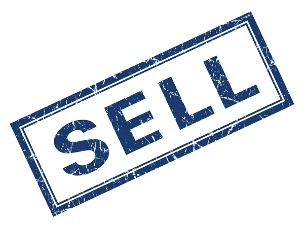 Sälja blå fyrkantiga grungy stämpel isolerad på vit bakgrund — Stockfoto