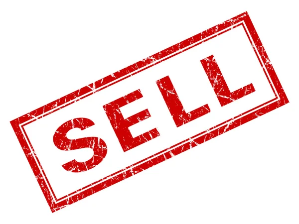 Vender sello grungy cuadrado rojo aislado sobre fondo blanco —  Fotos de Stock
