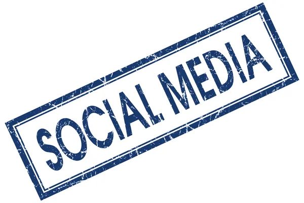 Sociala medier blå fyrkantiga grungy stämpel isolerad på vit bakgrund — Stockfoto
