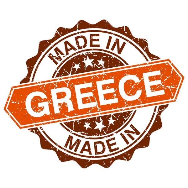 Hecho en Grecia sello vintage aislado sobre fondo blanco — Vector de stock
