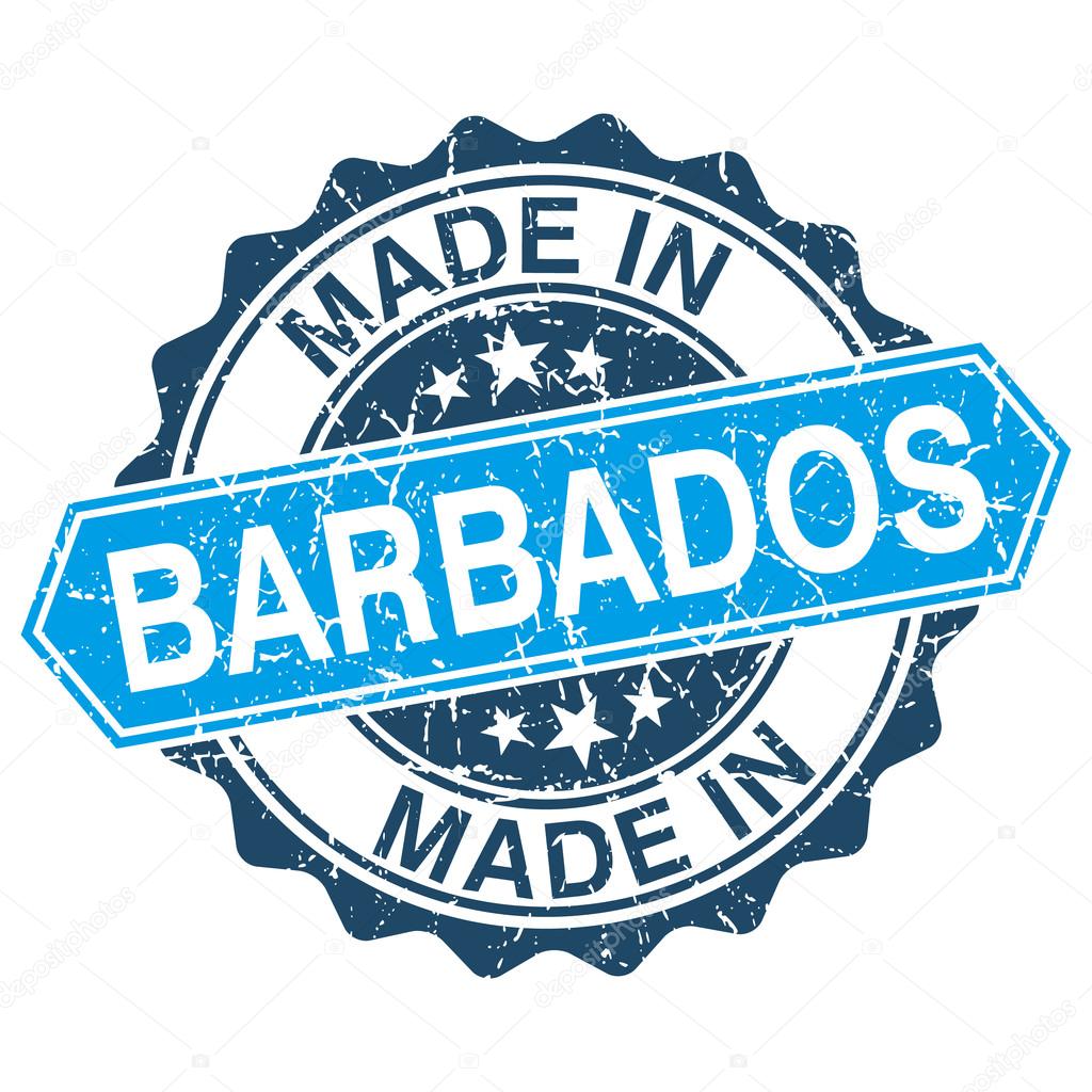 made in Barbados vintage stamp isolated on white background