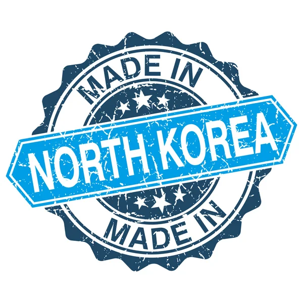 Gemaakt in Noord-korea vintage stempel geïsoleerd op witte achtergrond — Stockvector