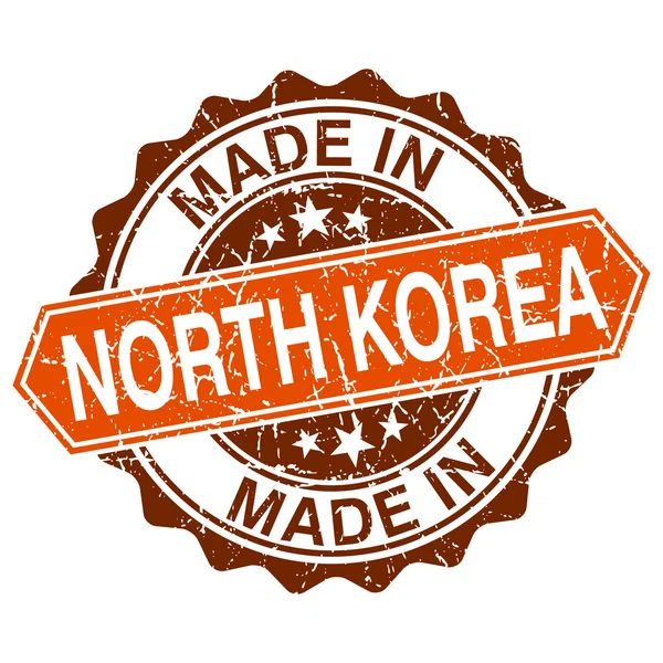 Fatto in Corea del Nord timbro vintage isolato su sfondo bianco — Vettoriale Stock