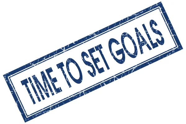 흰색 배경에 고립 된 목표 블루 스퀘어 지저분한 스탬프를 설정 하는 시간 — 스톡 사진