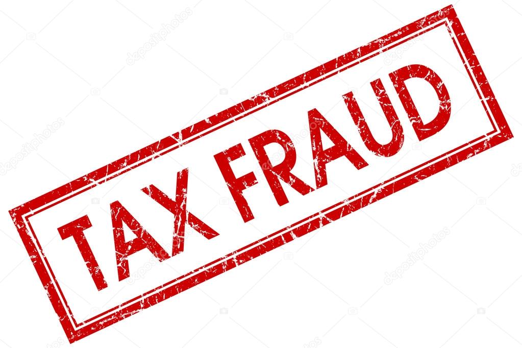 Tax fraud red square grungy stamp isolated on white background