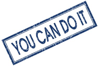 You can do it blue square grungy stamp isolated on white background clipart