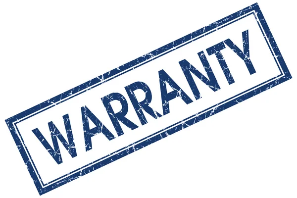 Warranty blue square grungy stamp isolated on white background — Stock Photo, Image