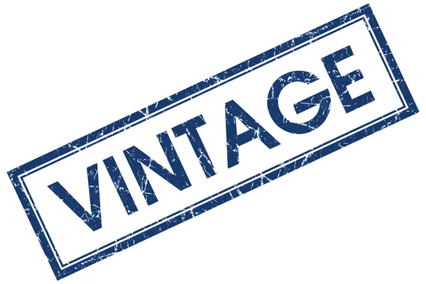 Vintage blue square grungy stamp isoliert auf weißem Hintergrund — Stockfoto