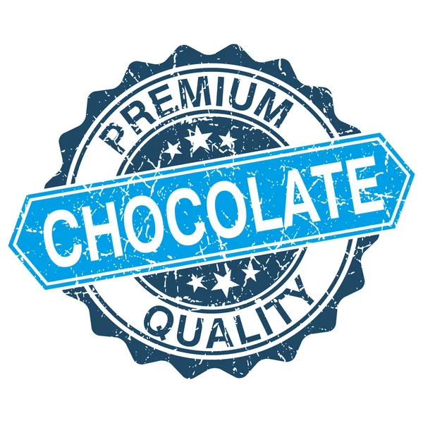 Cioccolato francobollo grungy isolato su sfondo bianco — Vettoriale Stock