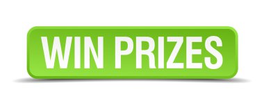 Win prizes green 3d realistic square isolated button clipart