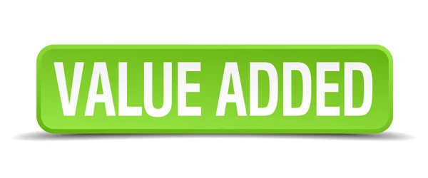 Valor añadido verde 3d realista cuadrado aislado botón — Vector de stock