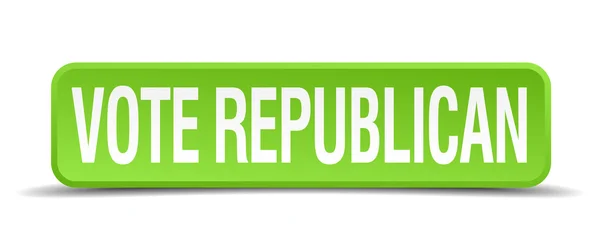 Vote republican green 3d realistic square isolated button — Stock Vector